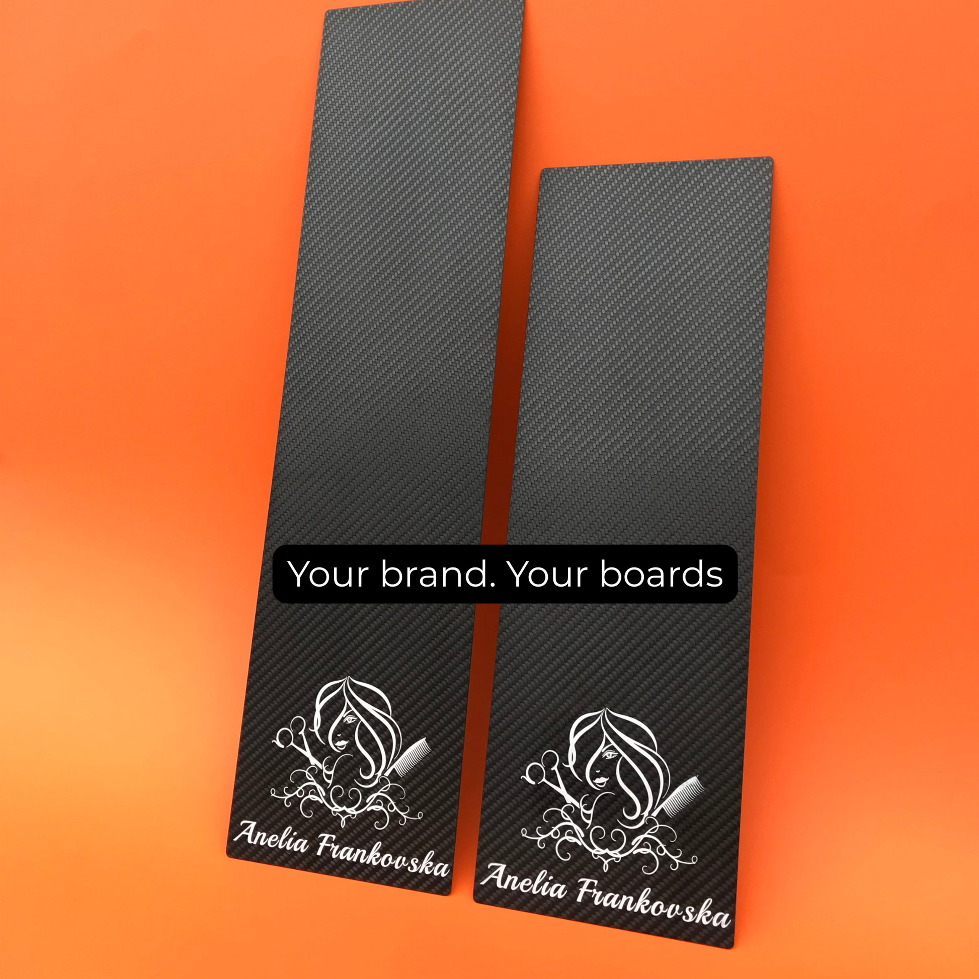Carbon foil board customized with salon logo for professional hair coloring