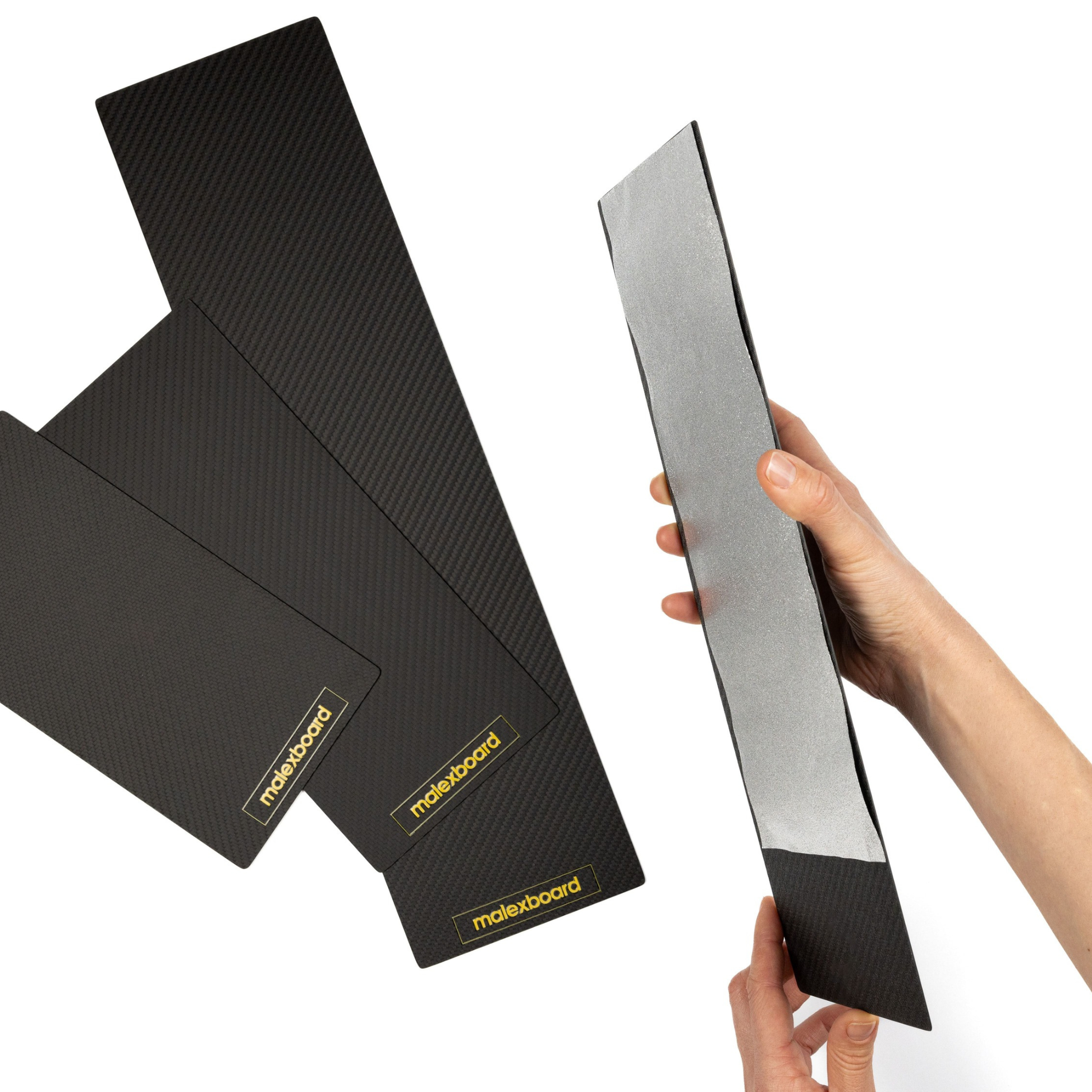 Carbon fiber foil boards by malexboard showing flexible design and dual working sides
